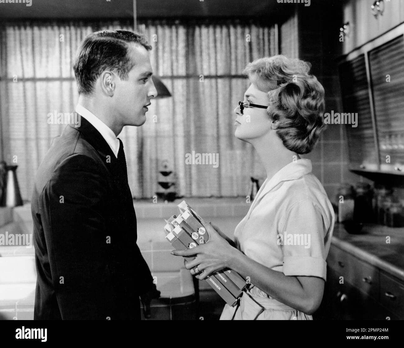 Paul Newman, Joanne Woodward, on-set del film, 'Rally Round the Flag, ragazzi! ', 20th Century-Fox, 1958 Foto Stock