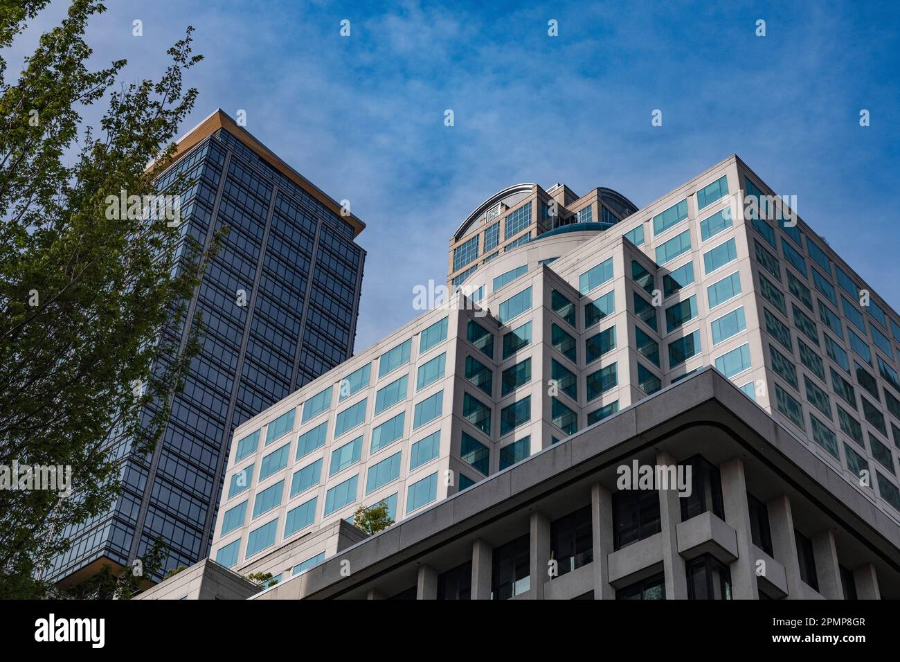 Vari stili di architettura nel centro di Seattle, Washington, Stati Uniti; Seattle, Washington, Stati Uniti d'America Foto Stock