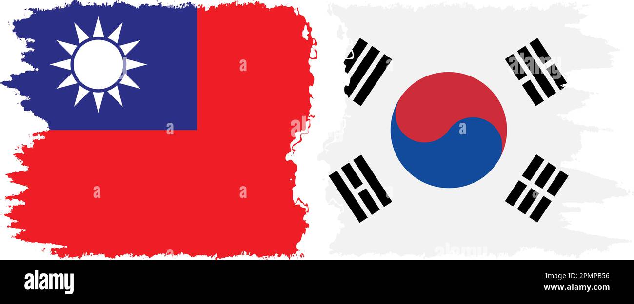 Corea del Sud e Taiwan bandiere grunge connessione, vettore Illustrazione Vettoriale