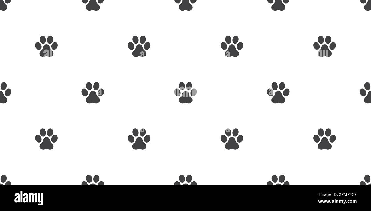 Dog Paw senza cuciture modello vettore stampa piedi Paw gatto cucciolo gattino carta parati isolato sfondo bianco Illustrazione Vettoriale