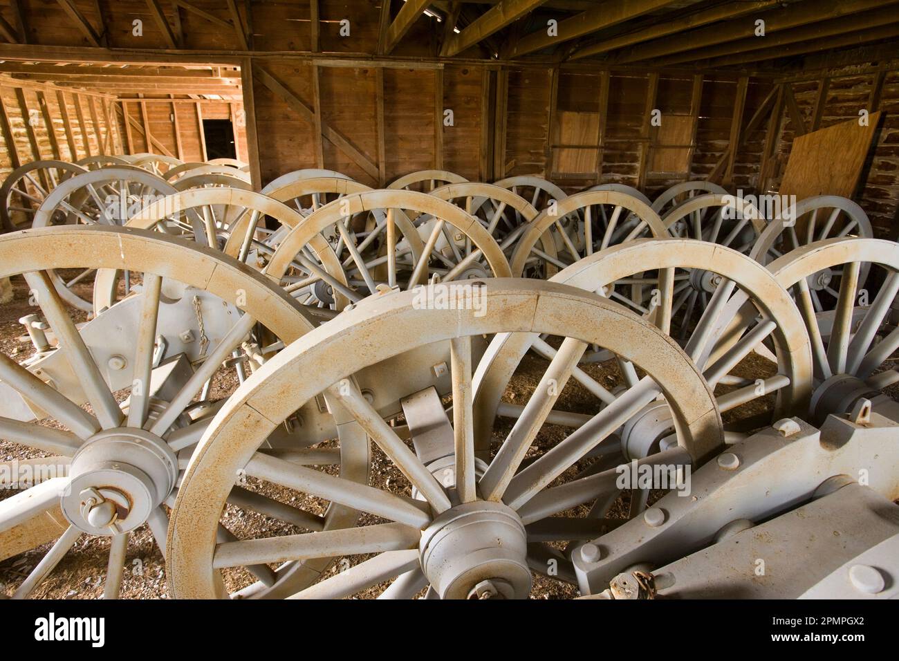 Riabilitazione di cannoni e carrozze al Gettysburg National Military Park, Pennsylvania, Stati Uniti d'America; Pennsylvania, Stati Uniti d'America Foto Stock
