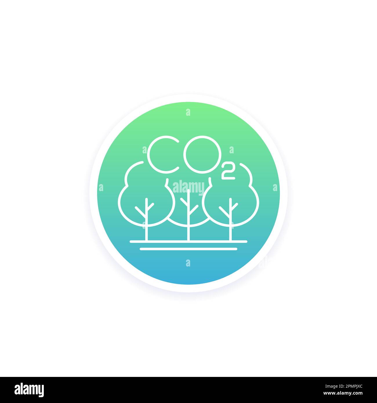 offset del carbonio e riduzione del gas co2 icon, lineare Illustrazione Vettoriale