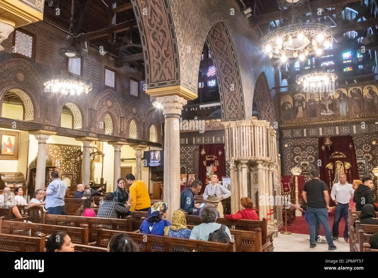 La Chiesa sospesa del Cairo copto al Cairo, in Egitto Foto Stock