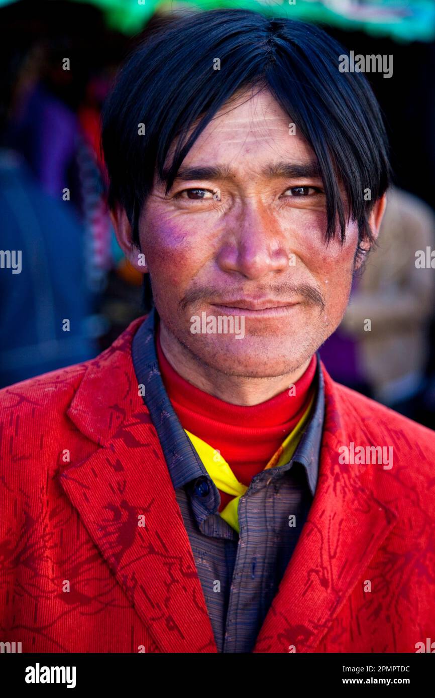 Ritratto di un giovane tibetano; Lhasa, Tibet Foto Stock