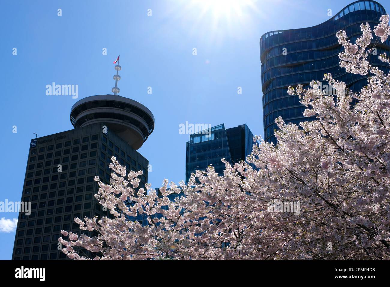 Canada posiziona le vele bianche del porto di linea sullo sfondo delle montagne blu del cielo blu dell'Oceano Pacifico dalla città di Vancouver Canada BC 2023 Foto Stock