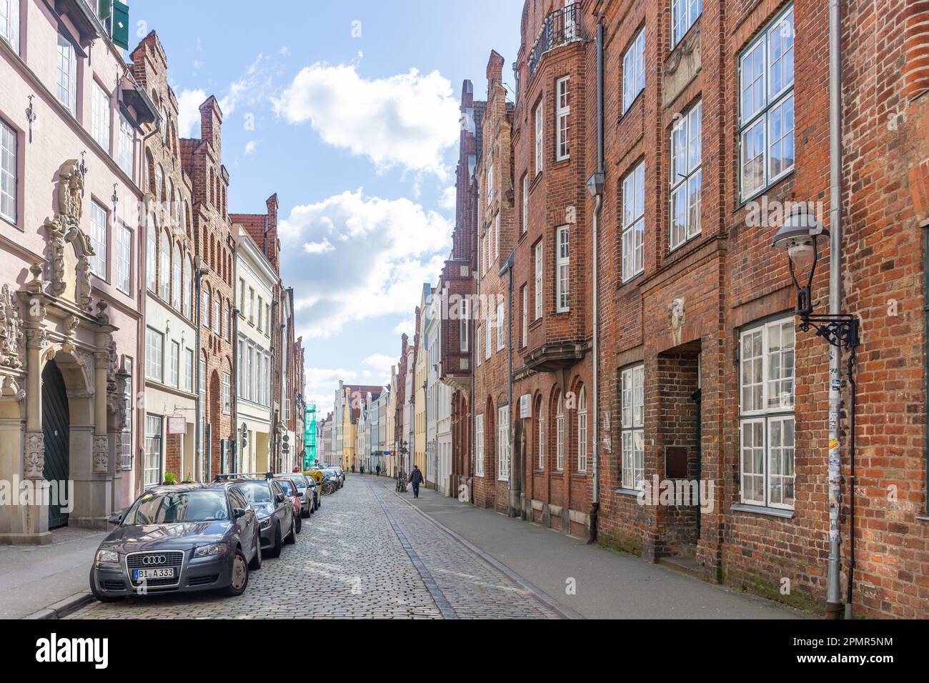 Edifici d'epoca, Glockengießerstraße, Lübeck, Schleswig-Holstein, Repubblica federale di Germania Foto Stock