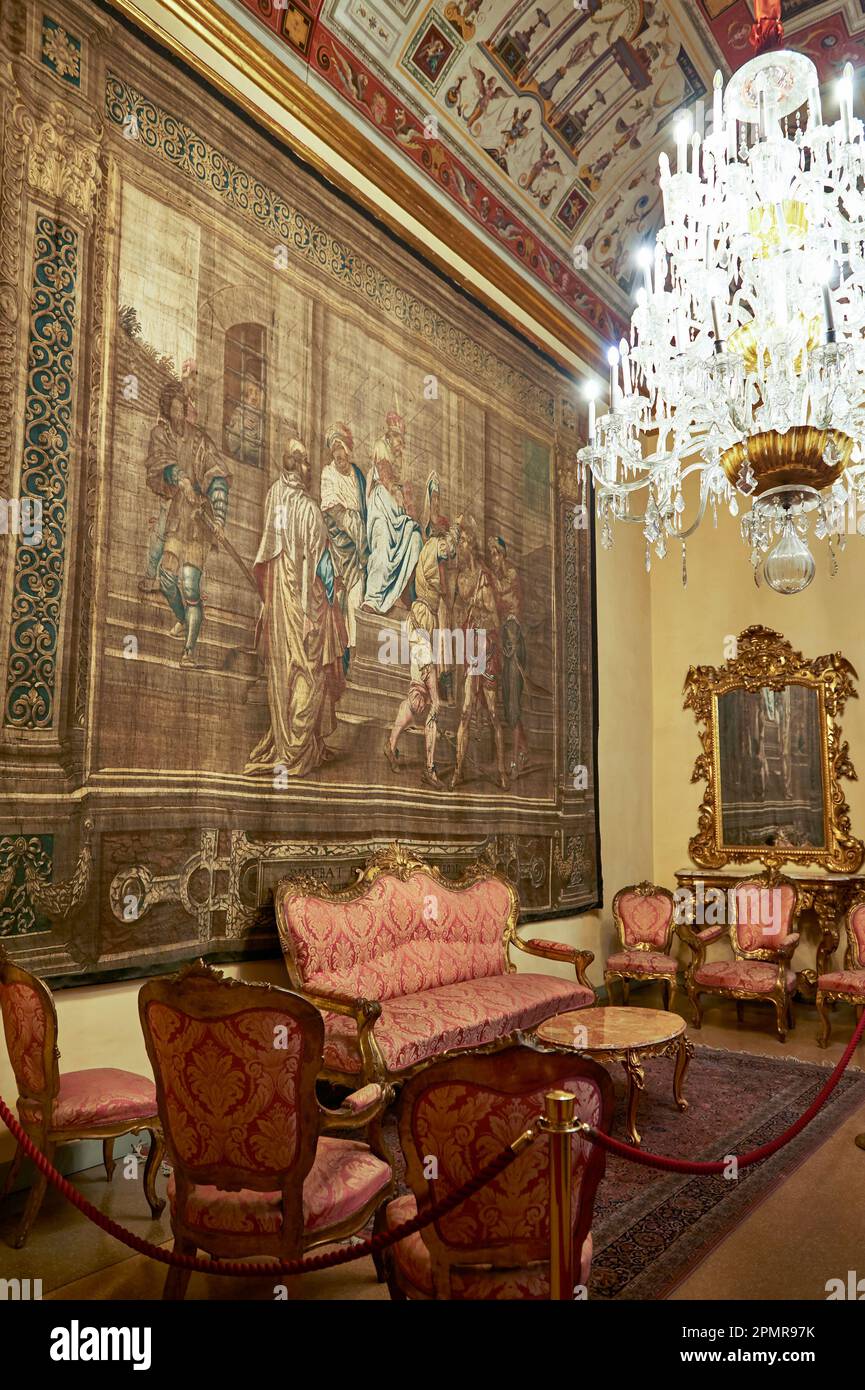 Imponente interno di Palazzo Medici Riccardi a Firenze Foto Stock