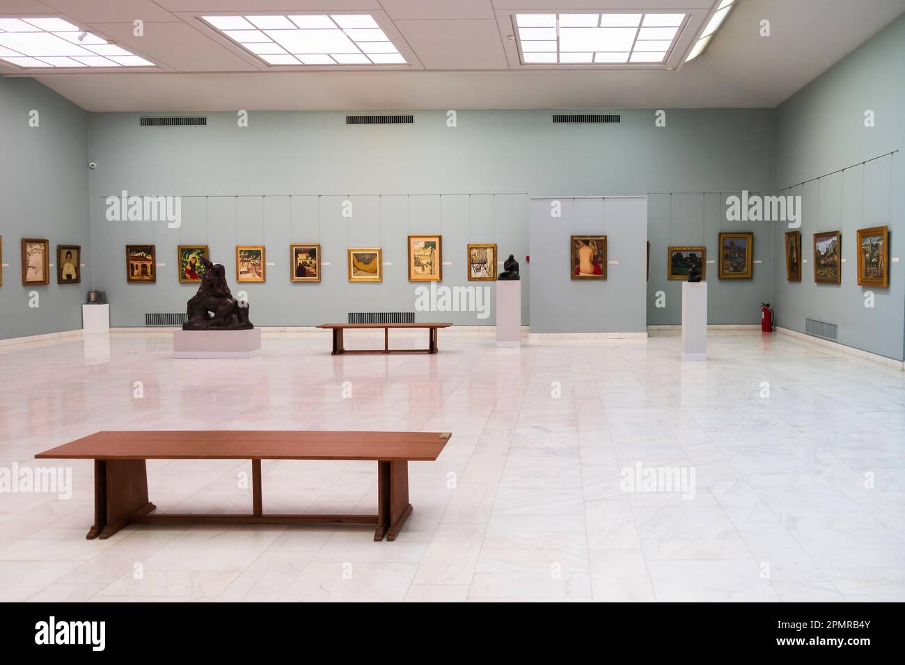 Interno del Museo Nazionale d'Arte Bucarest situato nell'ex Palazzo reale di Bucarest, Romania. Galleria d'arte rumena Foto Stock