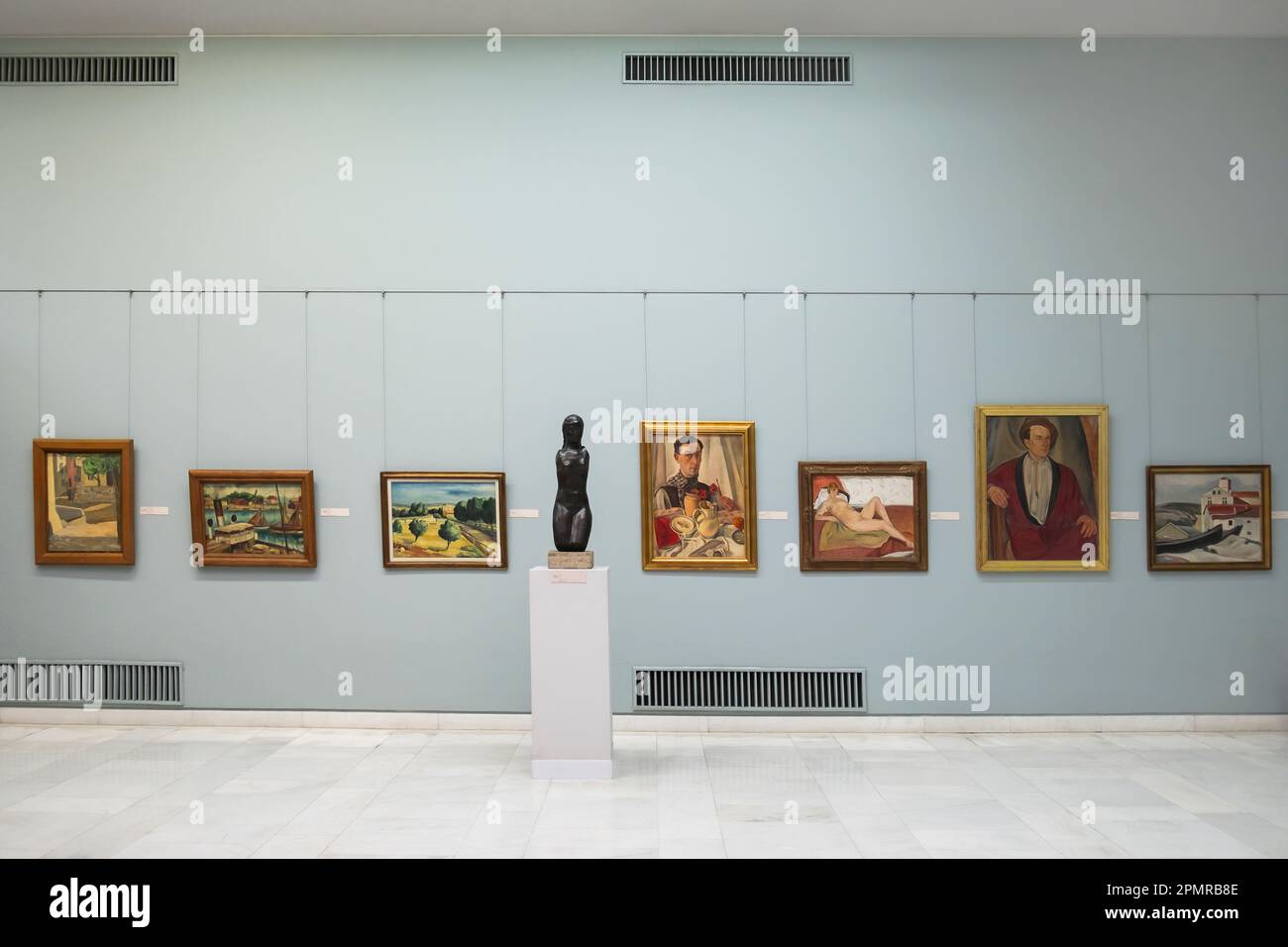 Interno del Museo Nazionale d'Arte Bucarest situato nell'ex Palazzo reale di Bucarest, Romania. Galleria d'arte rumena Foto Stock