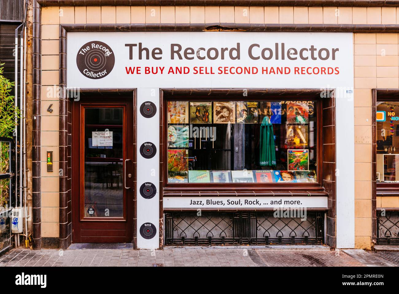 L'oggetto Record Collector. Negozio di dischi di seconda mano. Anversa, Regione fiamminga, Belgio, Europa Foto Stock