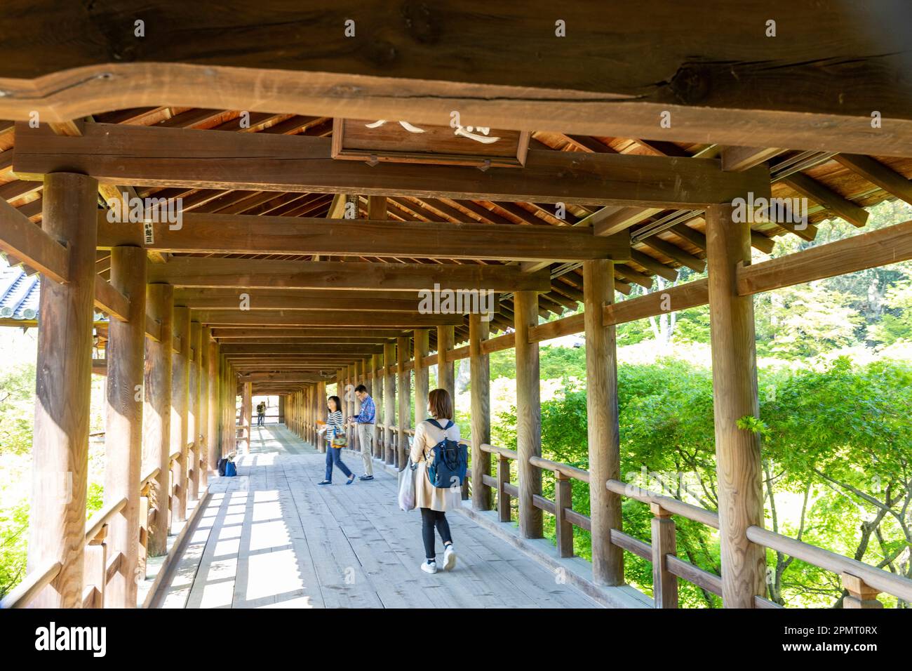 Aprile 2023 Kyoto Giappone, ponte di legno di Tsutenkyo al tempio di Tofuku-ji a Kyoto, uno dei grandi templi zen buddisti, Giappone, Asia Foto Stock