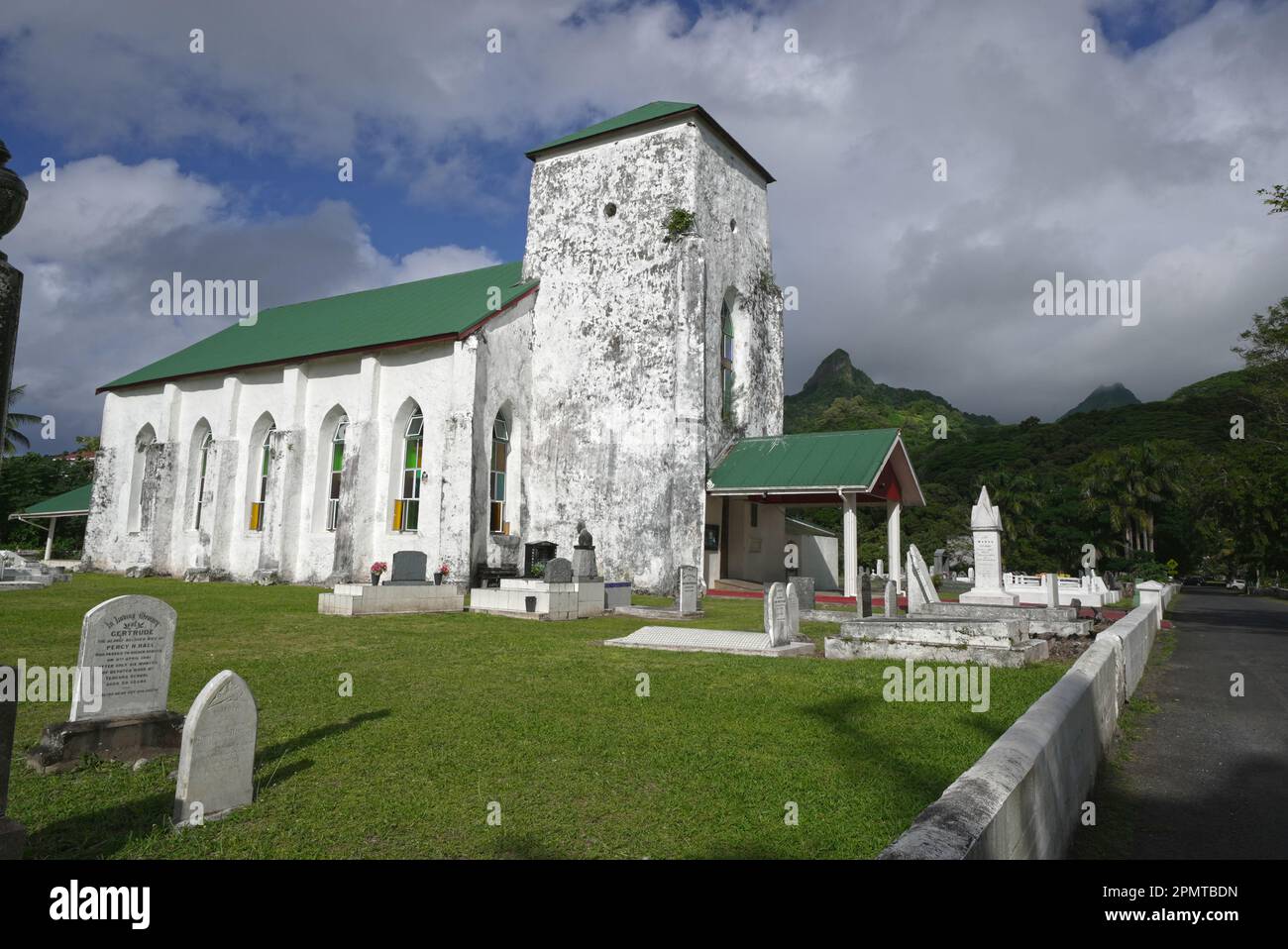 Chiesa in paradiso. Chiesa cristiana delle Isole Cook di Avarua, pacifica, Rarotonga Foto Stock