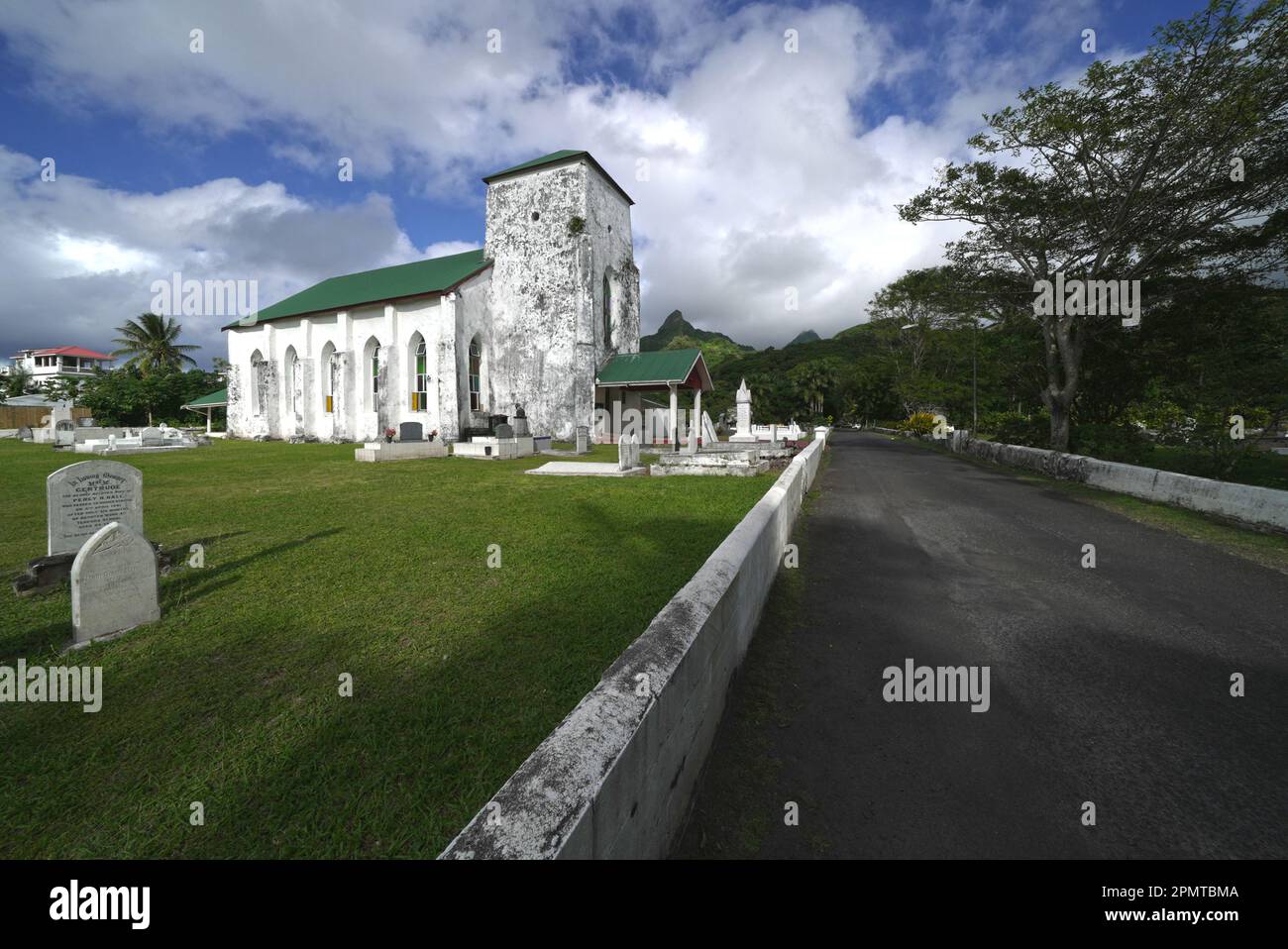 Chiesa in paradiso. Chiesa cristiana delle Isole Cook di Avarua, pacifica, Rarotonga Foto Stock