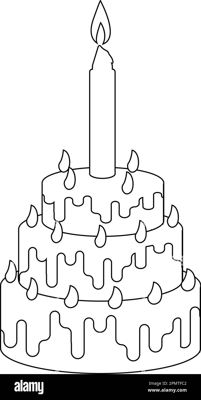 torta di compleanno disegno di illustrazione icona Illustrazione Vettoriale