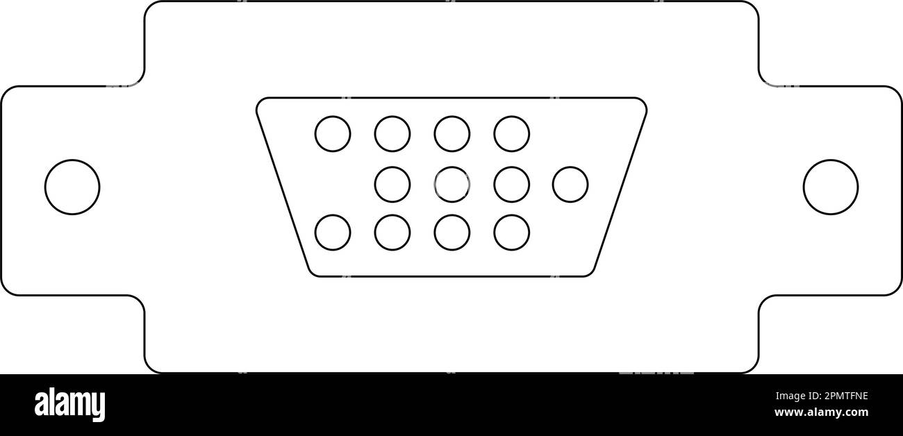 Icona del cavo VGA. disegno del simbolo di illustrazione vettoriale. Illustrazione Vettoriale