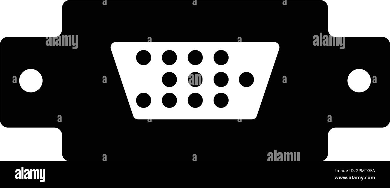 Icona del cavo VGA. disegno del simbolo di illustrazione vettoriale. Illustrazione Vettoriale