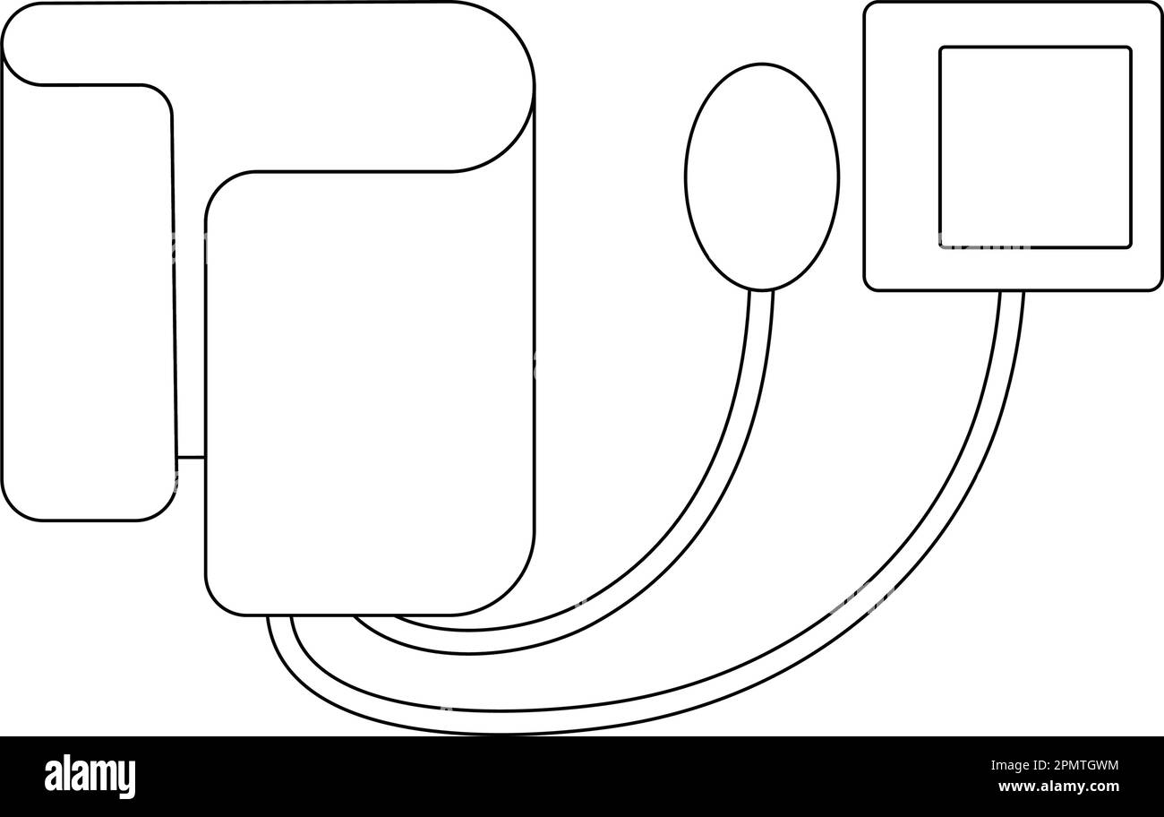Logo dell'apparecchiatura per la pressione sanguigna, modello di disegno con illustrazione vettoriale. Illustrazione Vettoriale