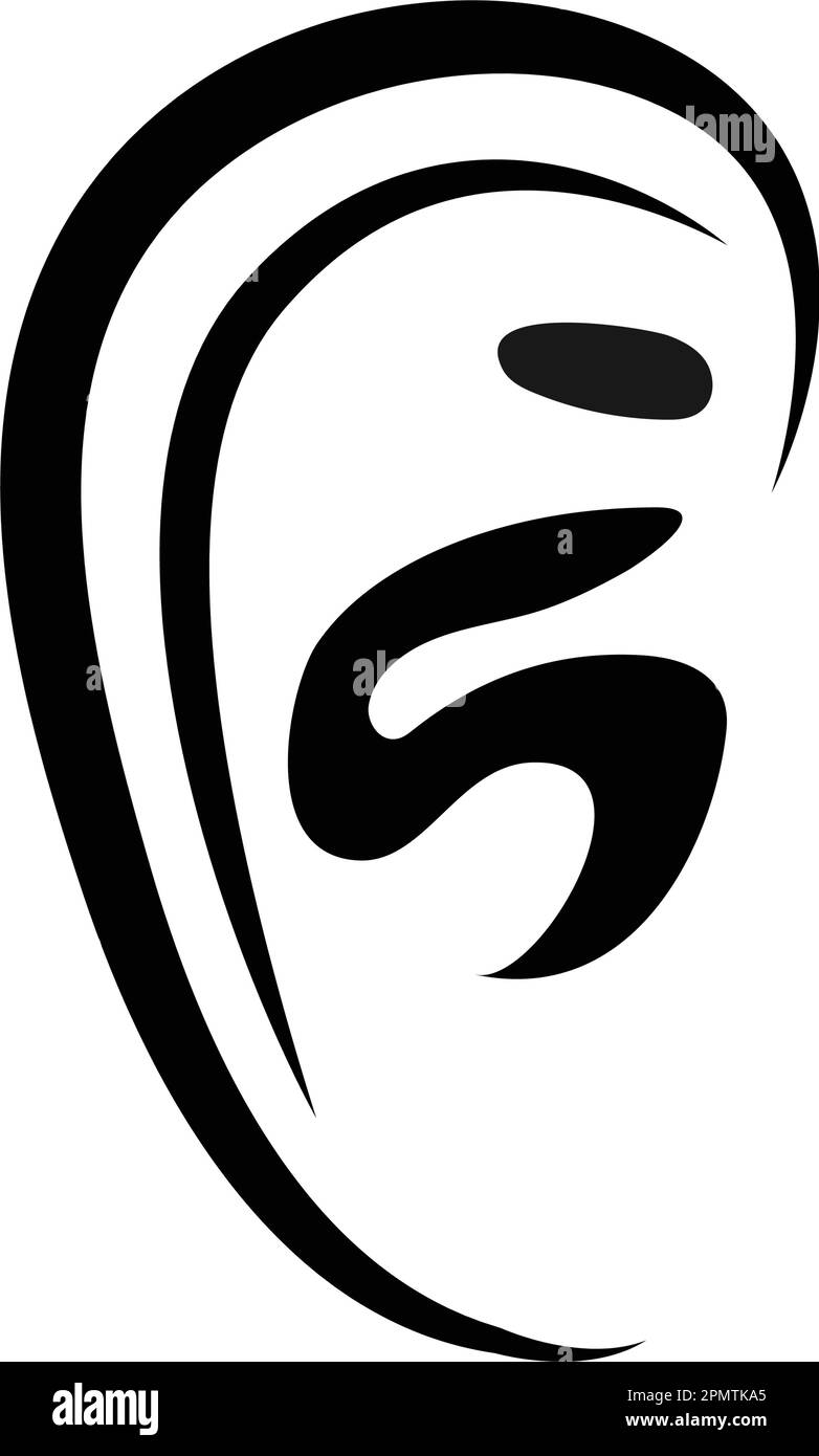 Icona del vettore auricolare, simbolo dell'udito. Design semplice e piatto per Web o dispositivi mobili Illustrazione Vettoriale
