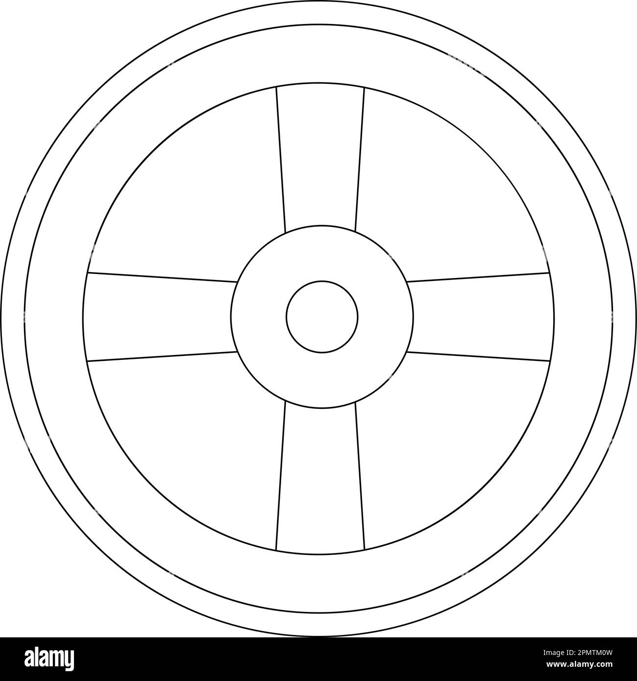 disegno grafico vettoriale con ruota in legno d'epoca Illustrazione Vettoriale