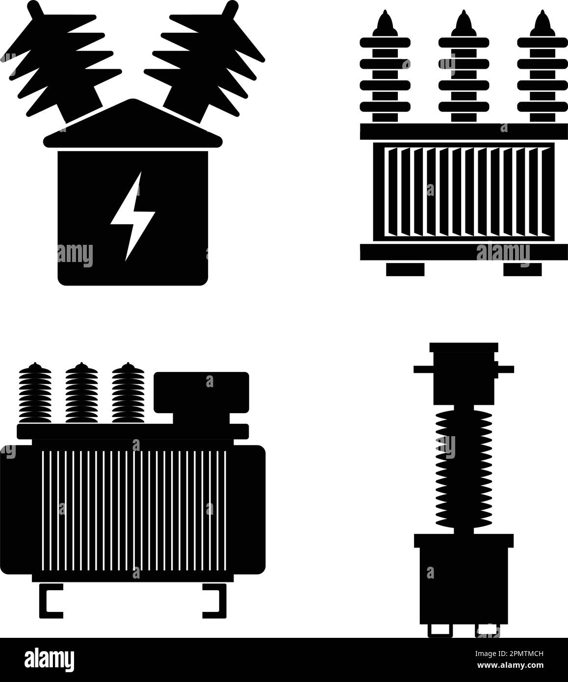 trasformatore elettrico ad alta tensione icona simbolo vettoriale design Illustrazione Vettoriale