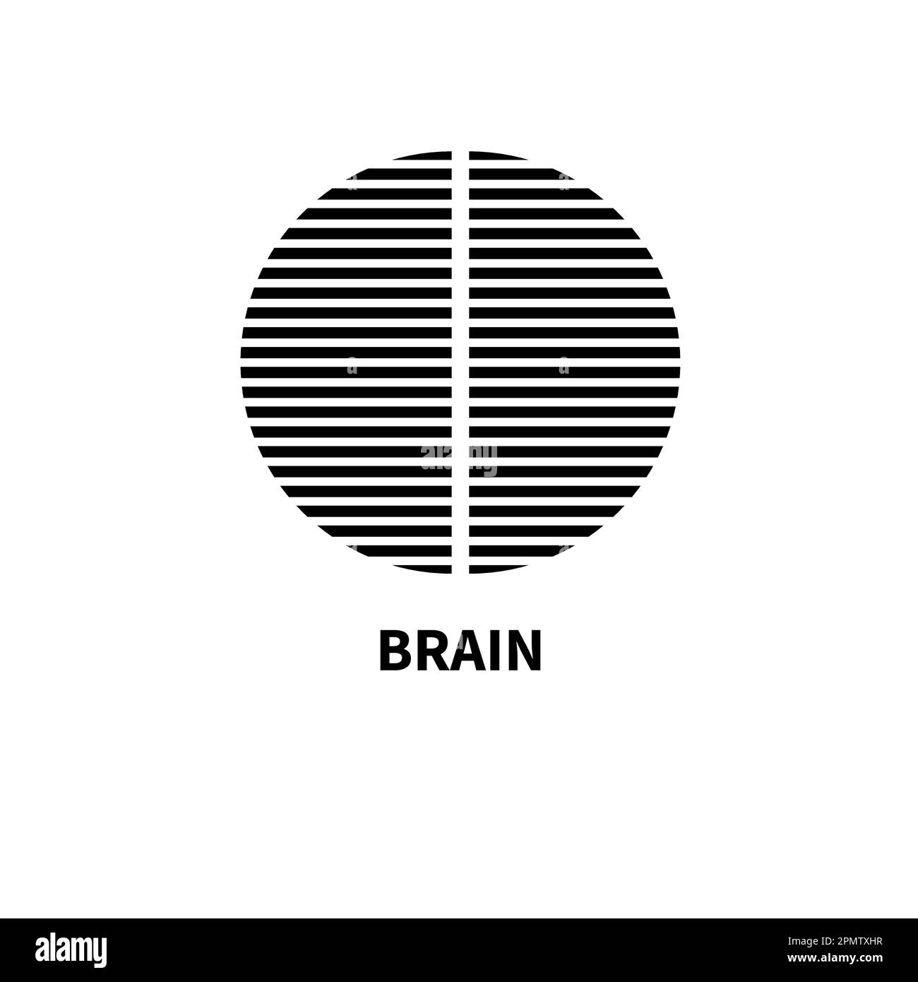 Logo Minimal cerebrale, emisferi cerebrali, scansione, icona mri. Logotipo della clinica di neurochirurgia Illustrazione Vettoriale