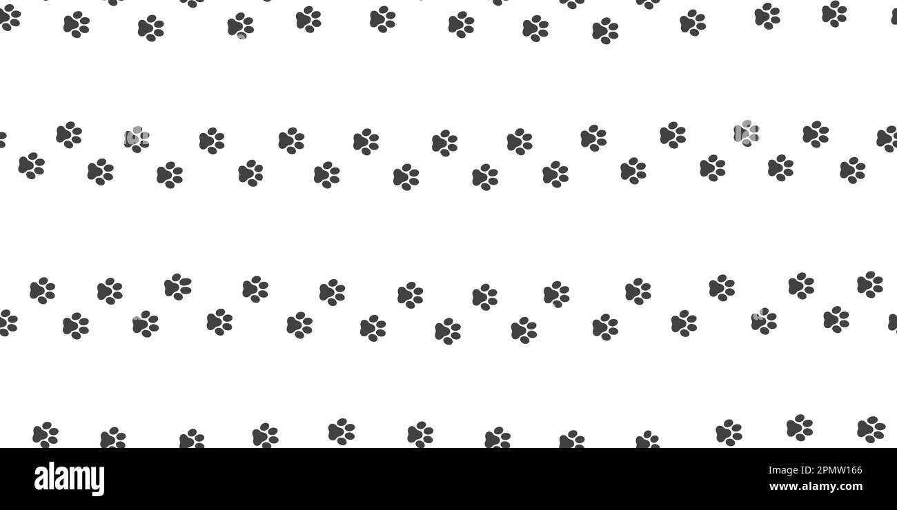 Dog Paw senza cuciture modello vettore Cat Paw footprint sfondo carta da parati isolata bianco Illustrazione Vettoriale