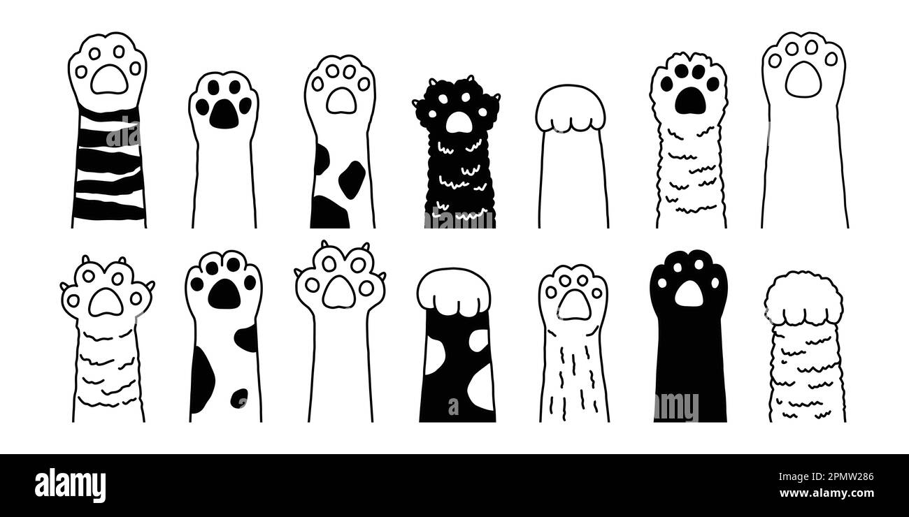 Gatto paw vettore cane paw gatto razza vettore doodle illustrazione carattere Illustrazione Vettoriale