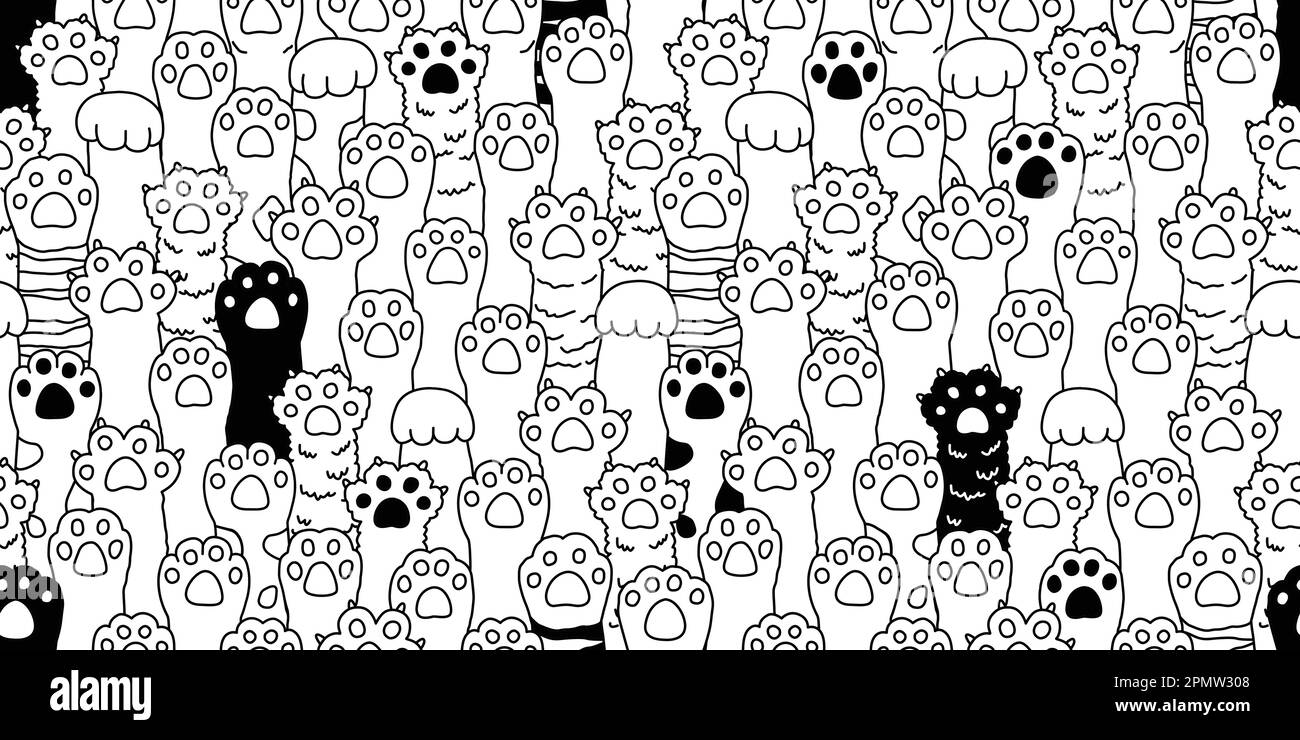 Gatto zampa senza cuciture modello gatto razza isolato cucciolo cane zampa mano vettore carta parati sfondo doodle illustrazione Illustrazione Vettoriale