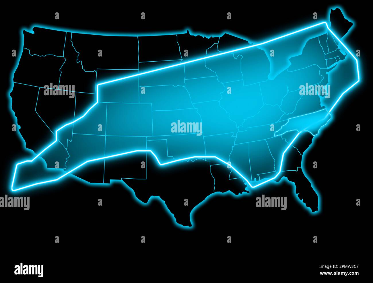 Mappa North carolina blu bagliore futuristico con sfondo Stati Uniti America Foto Stock