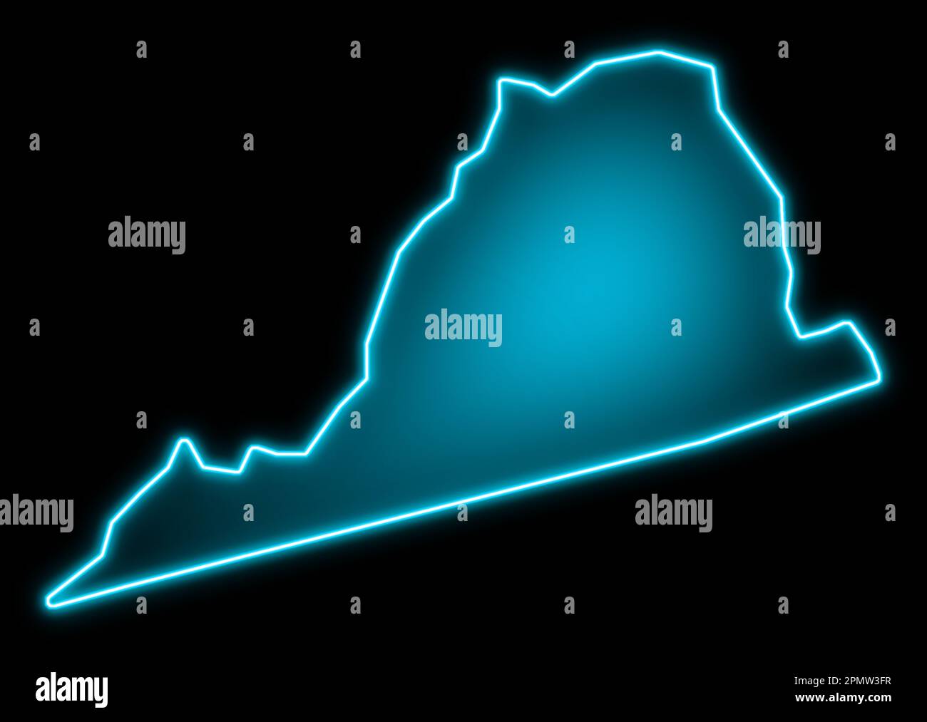 virginia mappa blu bagliore futuristico Foto Stock