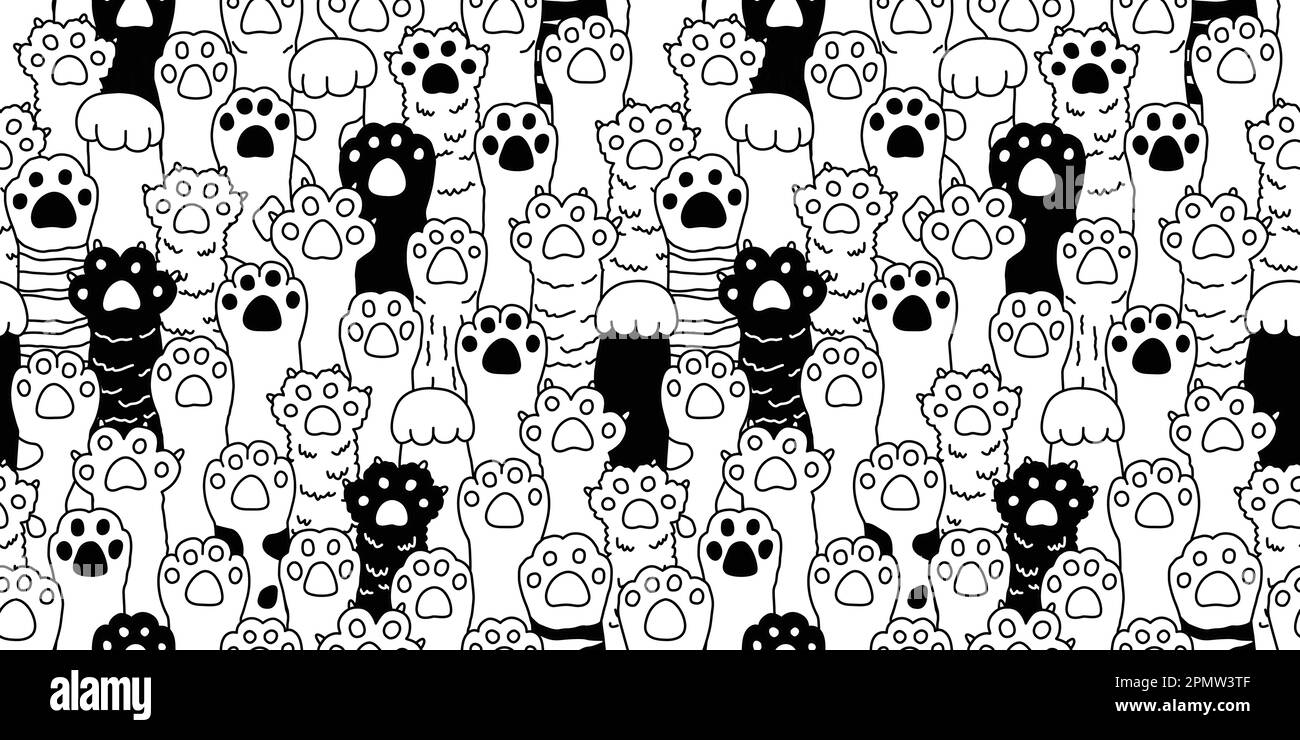 Gatto zampa senza cuciture modello gatto razza isolato gattino cane zampa mano vettore carta parati sfondo doodle illustrazione Illustrazione Vettoriale