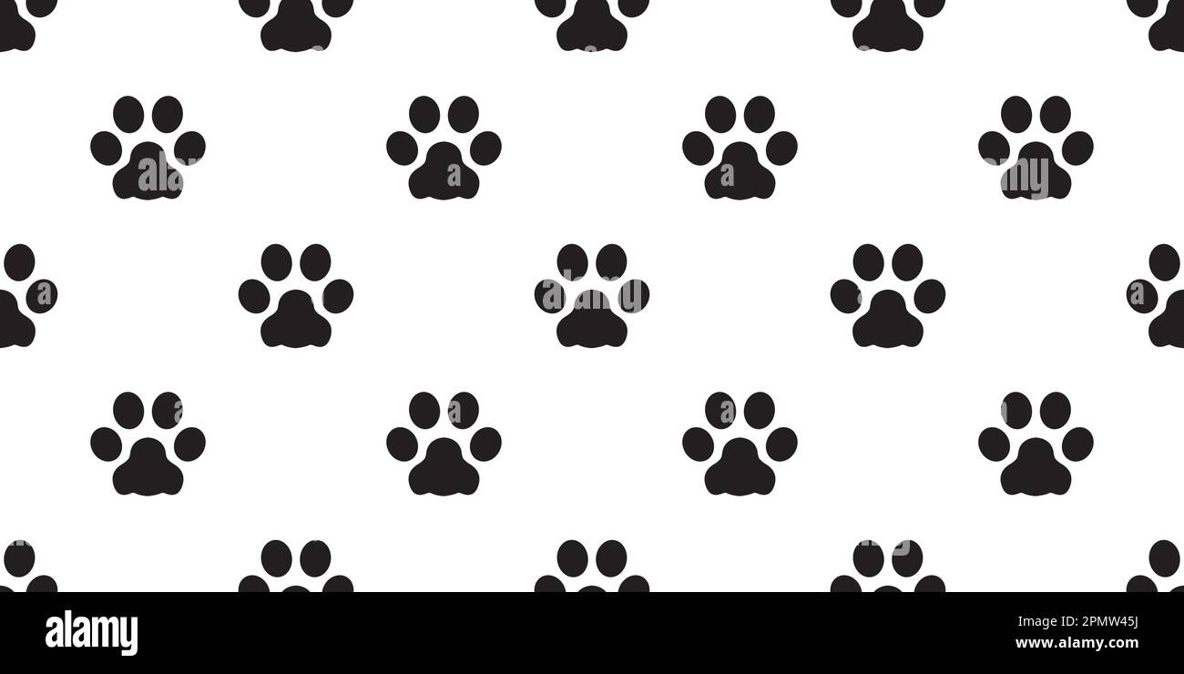 Dog Paw senza cuciture modello vettore footprint sfondo isolato bianco Illustrazione Vettoriale