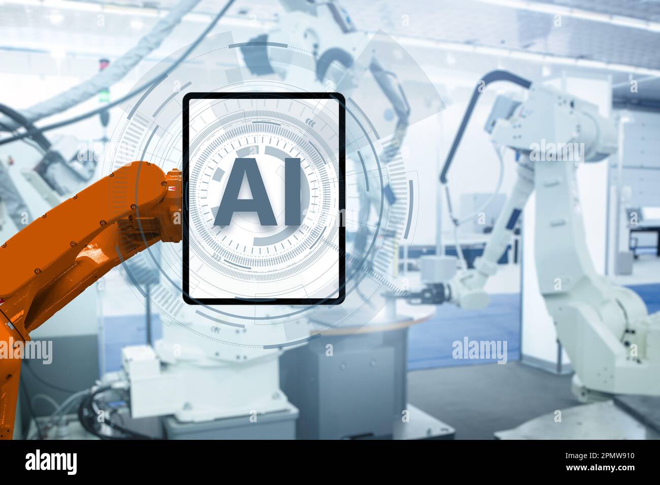 Robot con testo ai - simbolo dell'intelligenza artificiale. Foto di alta qualità Foto Stock