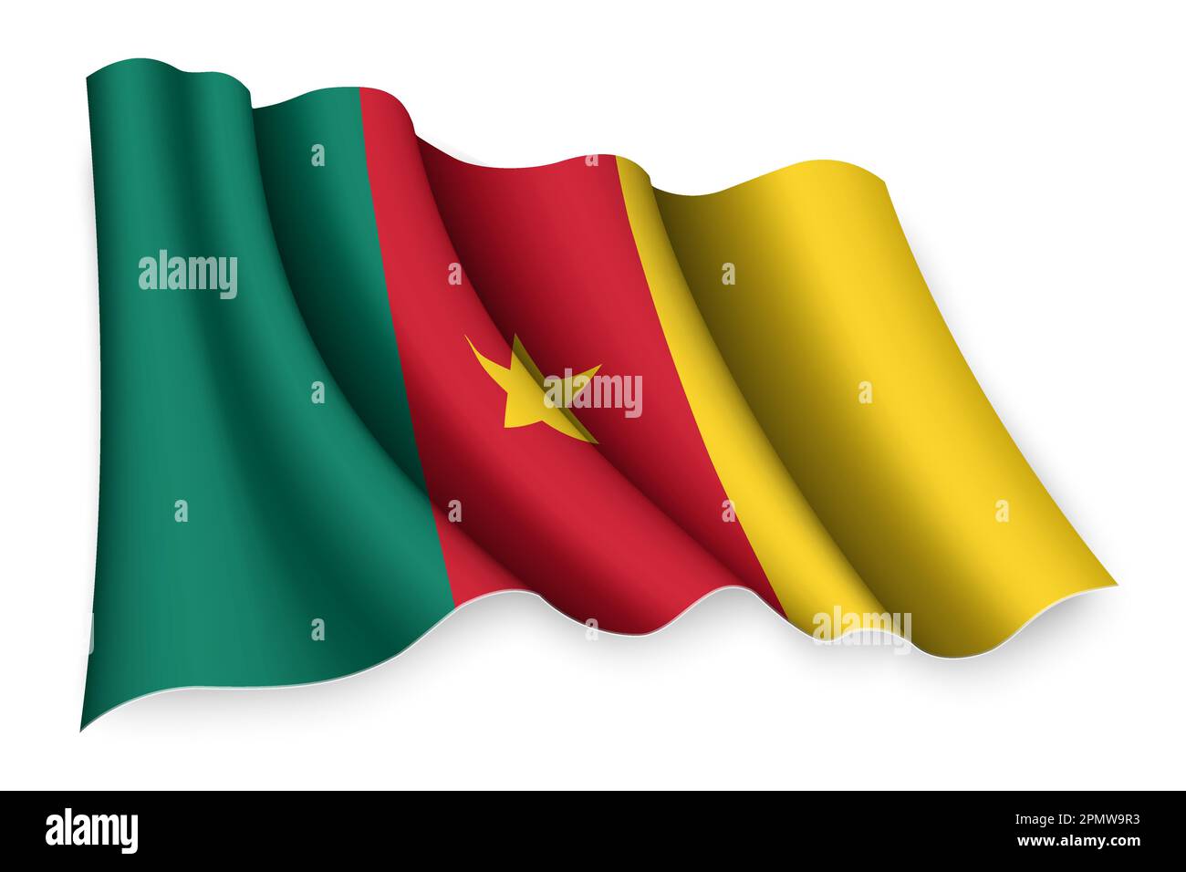 Bandiera realistica del Camerun Illustrazione Vettoriale