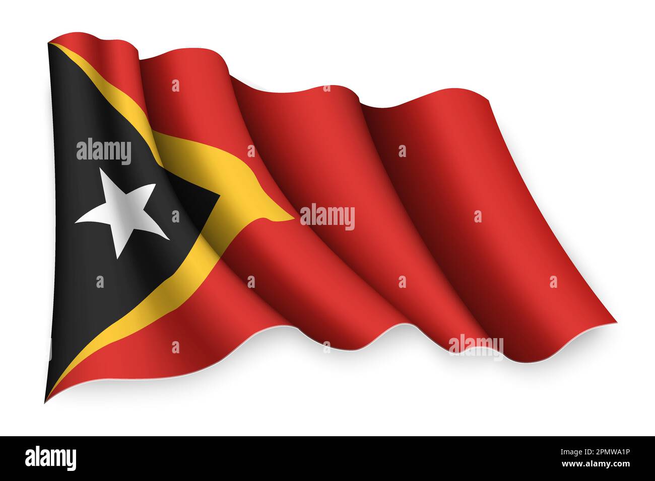 Bandiera realistica sventolante di Timor orientale Illustrazione Vettoriale