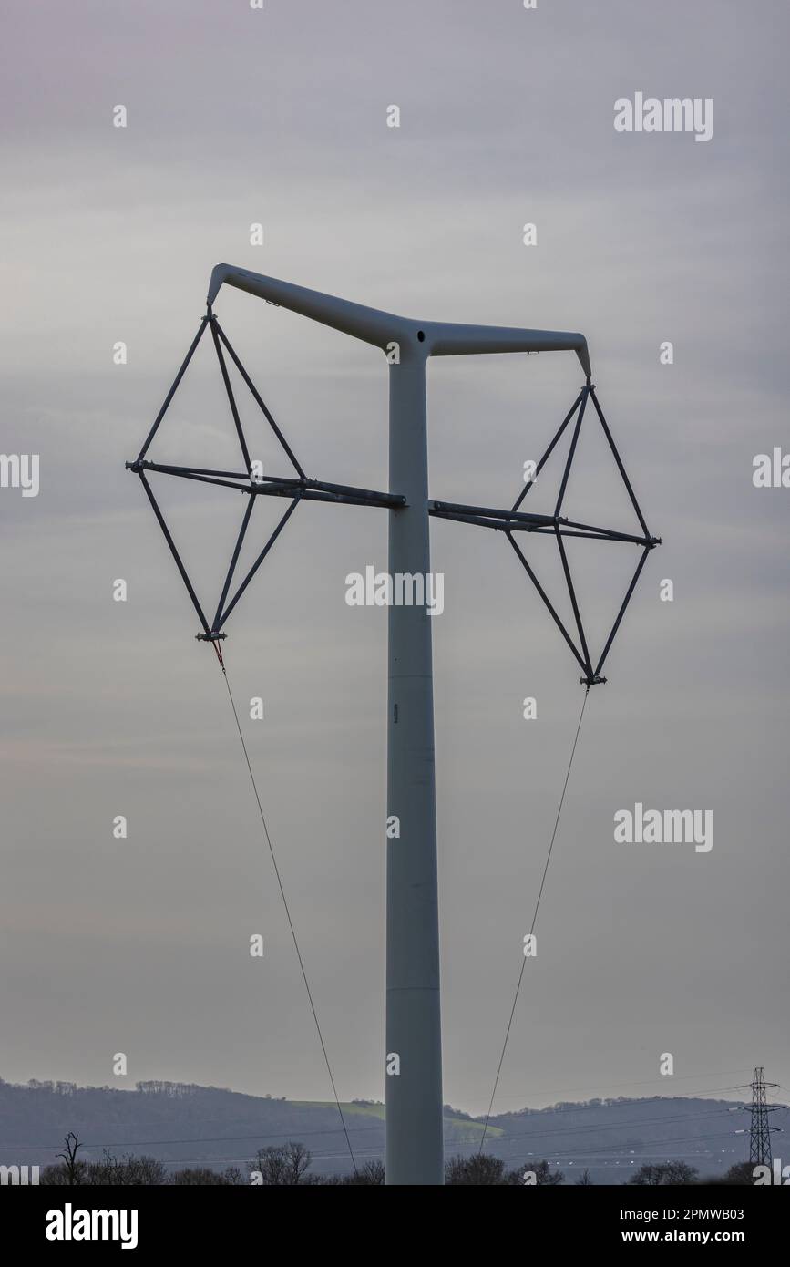 La costruzione dei tralicci Hinkley Point C. Foto Stock