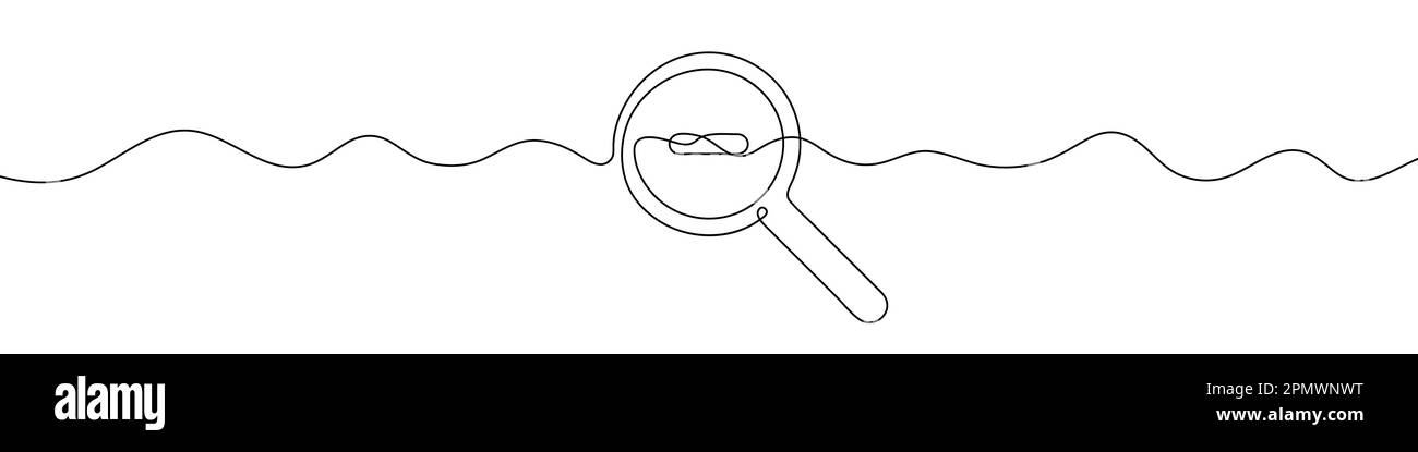 Icona Zoom indietro nello stile di disegno a linea continua. Line art della lente d'ingrandimento con segno meno. Illustrazione vettoriale. Sfondo astratto Illustrazione Vettoriale