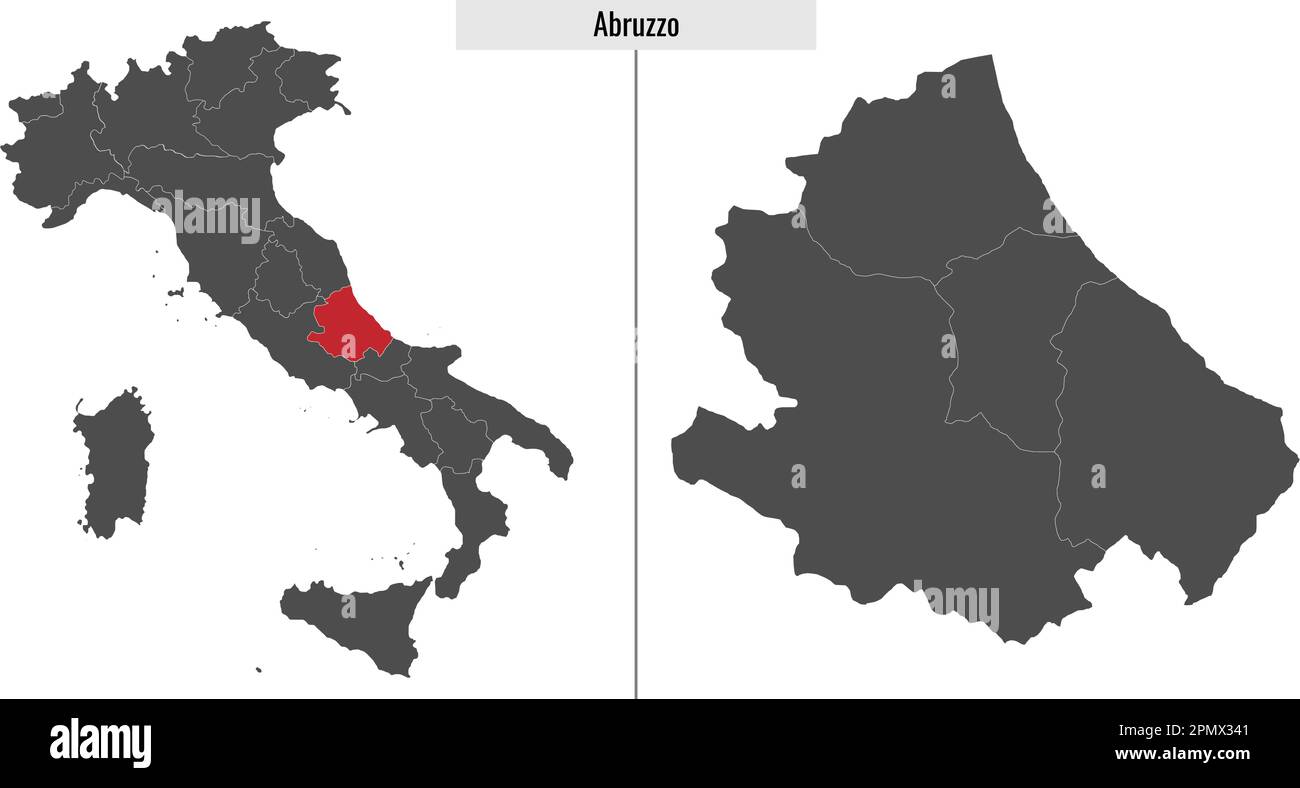 mappa della provincia d'Abruzzo e posizione sulla mappa italiana Illustrazione Vettoriale