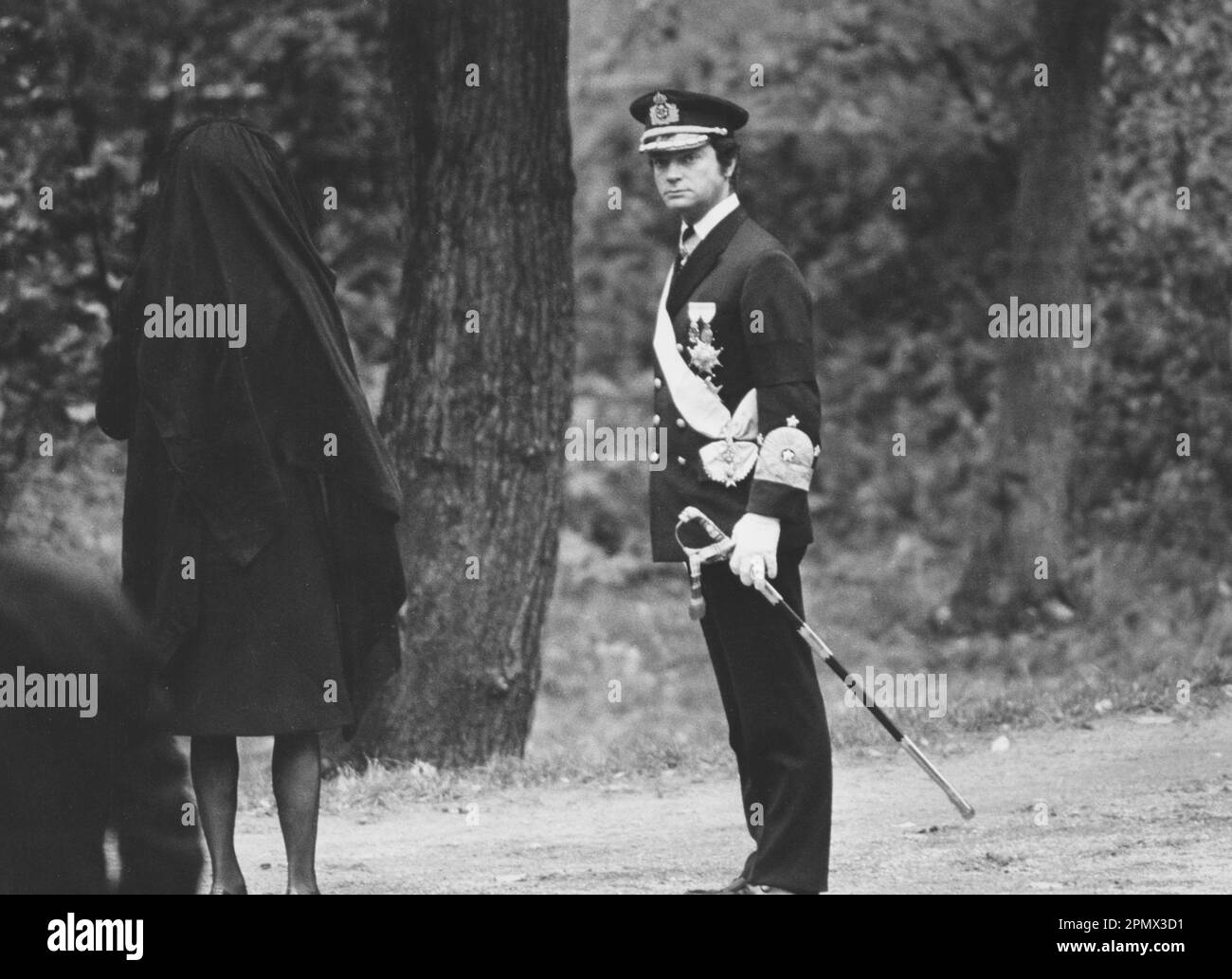 Carl XVI Gustaf, re di Svezia. Nato il 30 aprile 1946. Nella foto, il 25 settembre 1973, ai funerali del nonno re Gustaf VI Adolf. Foto scattata al parco reale Haga. Foto Stock