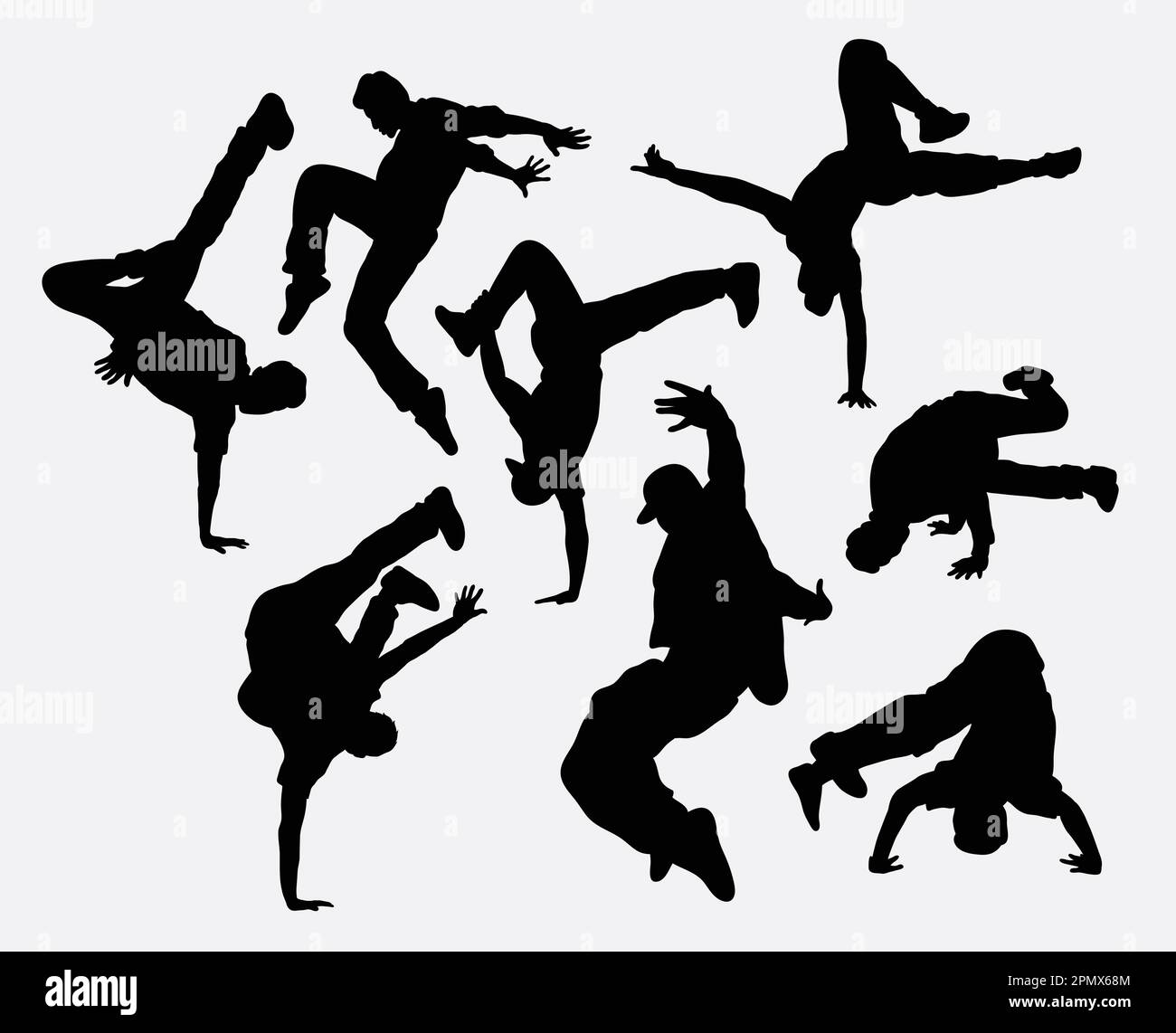 Silhouette di breakdance per le persone Illustrazione Vettoriale