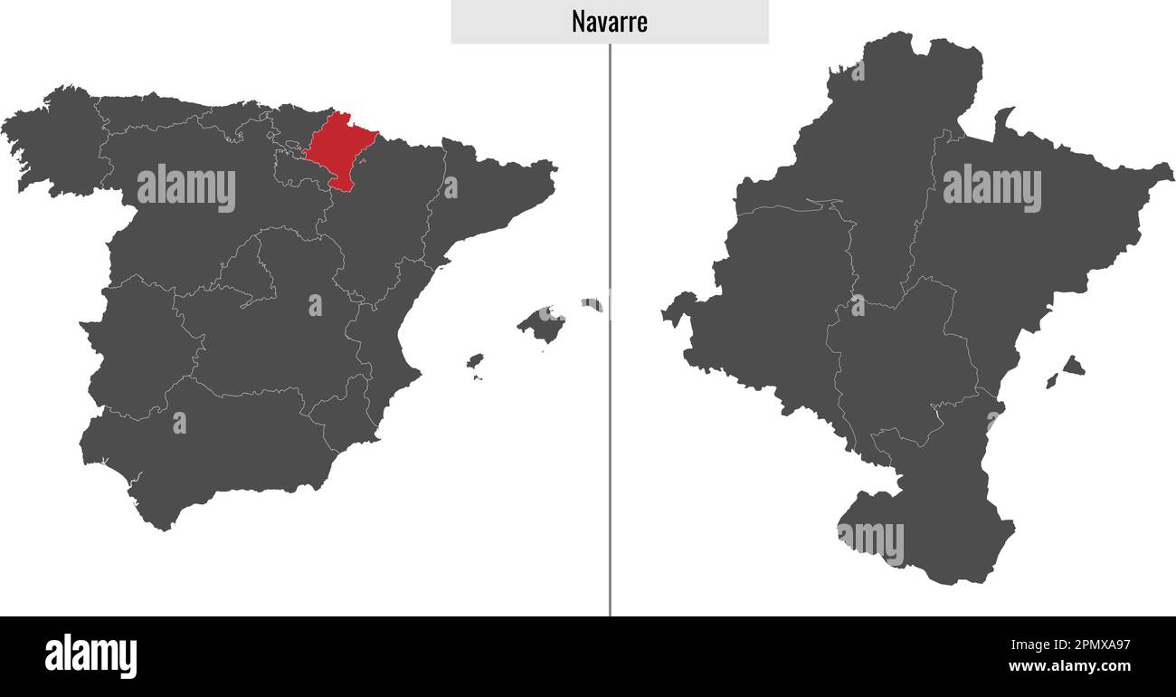 mappa della comunità autonoma della Navarra e posizione sulla mappa spagnola Illustrazione Vettoriale