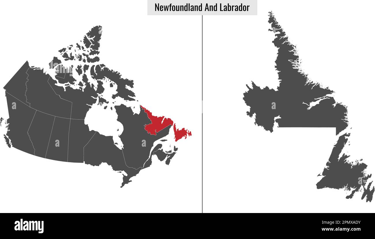 mappa della provincia di Terranova e Labrador del Canada e posizione sulla mappa canadese Illustrazione Vettoriale