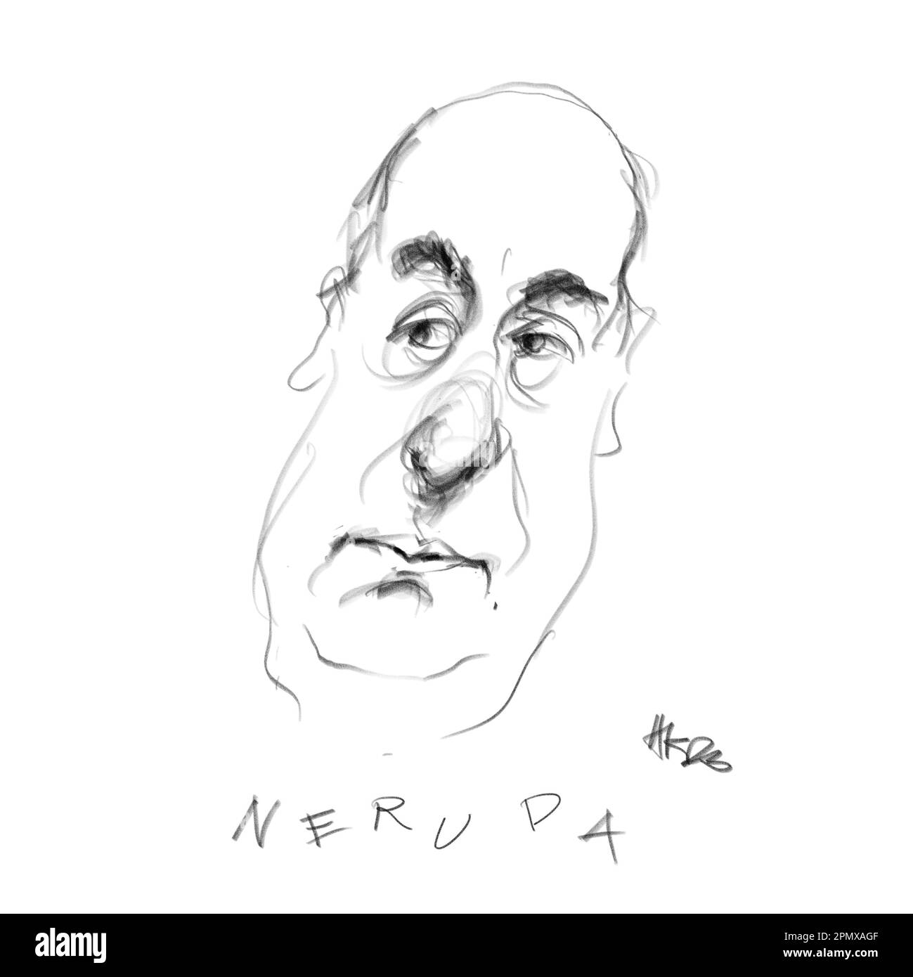 Ritratto dell'autore Pablo Neruda Foto Stock