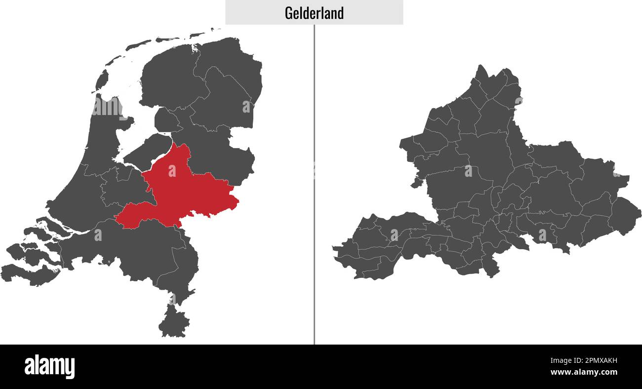 mappa della regione di Gelderland dei Paesi Bassi e posizione sulla mappa olandese Illustrazione Vettoriale