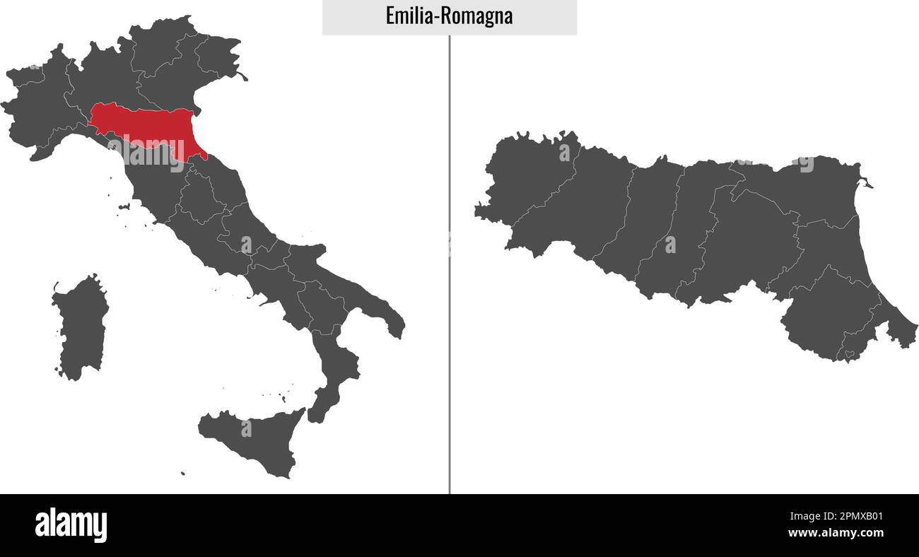 mappa della provincia Emilia-Romagna e posizione sulla mappa italiana Illustrazione Vettoriale