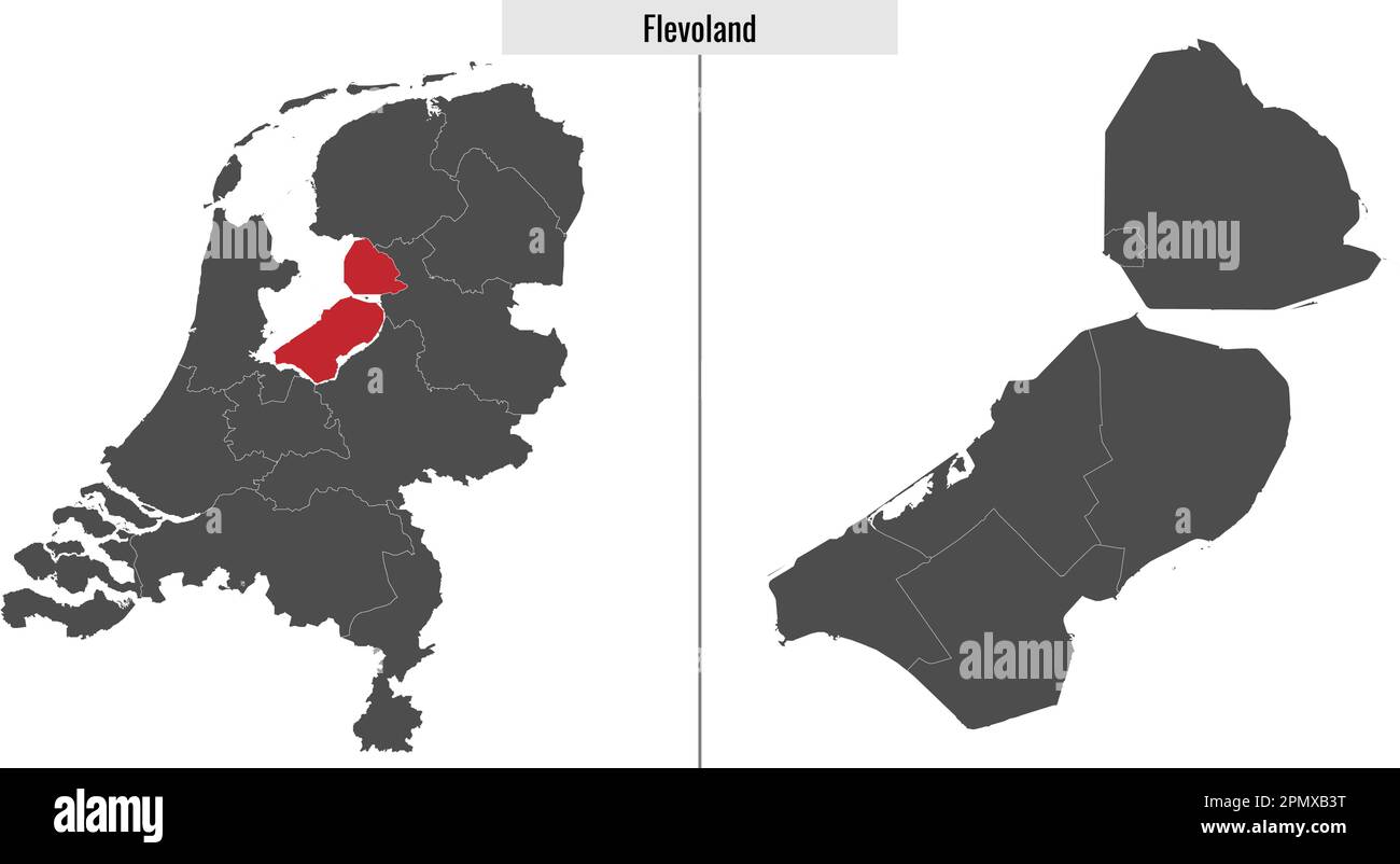 mappa della regione di Flevoland Paesi Bassi e posizione sulla mappa olandese Illustrazione Vettoriale