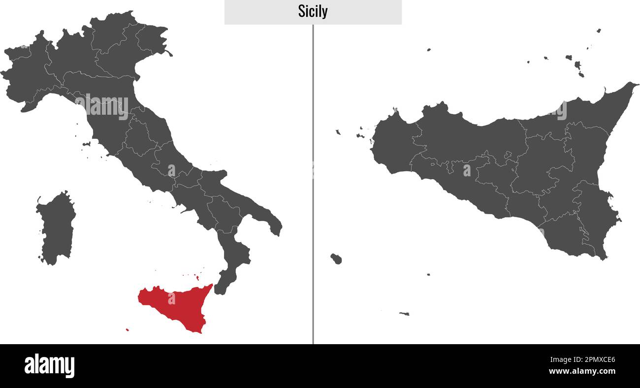 mappa della Sicilia provincia d'Italia e posizione sulla mappa italiana Illustrazione Vettoriale
