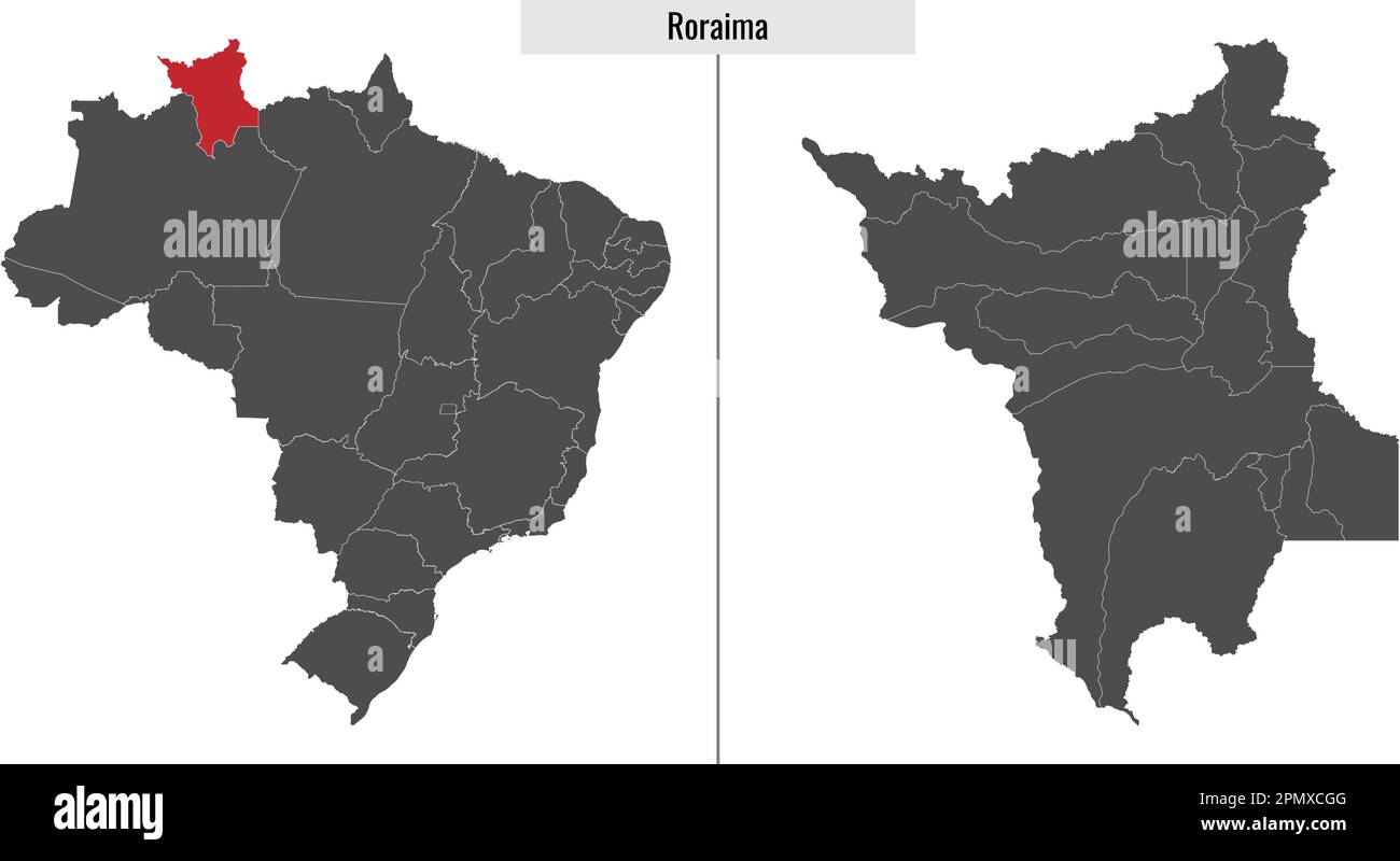 mappa dello stato di Roraima del Brasile e posizione sulla mappa brasiliana Illustrazione Vettoriale