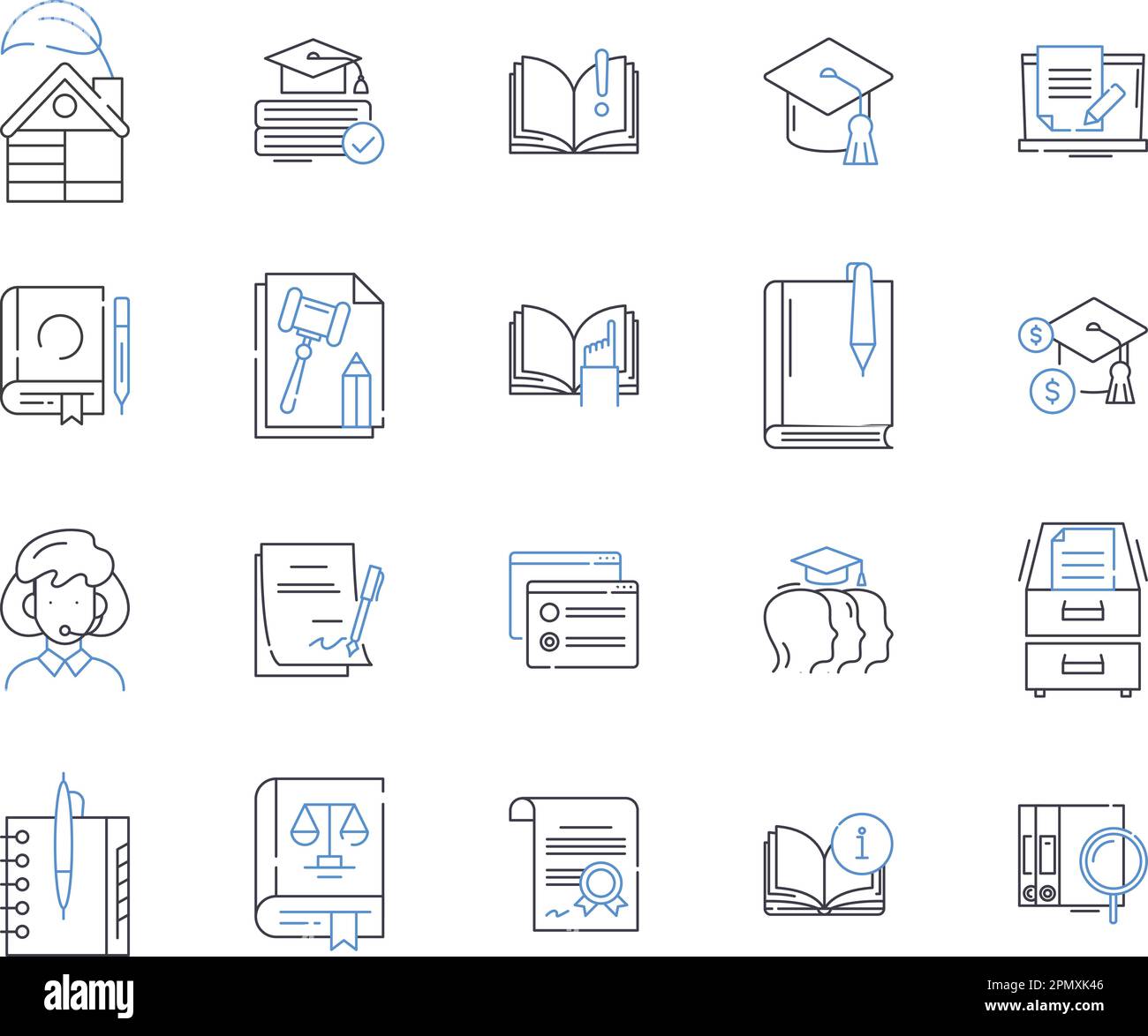 Studiare all'estero e programmi di scambio delineare la collezione di icone. Scambio, programmi, Studio, all'estero, Globale, Educazione, vettore culturale ed illustrazione Illustrazione Vettoriale