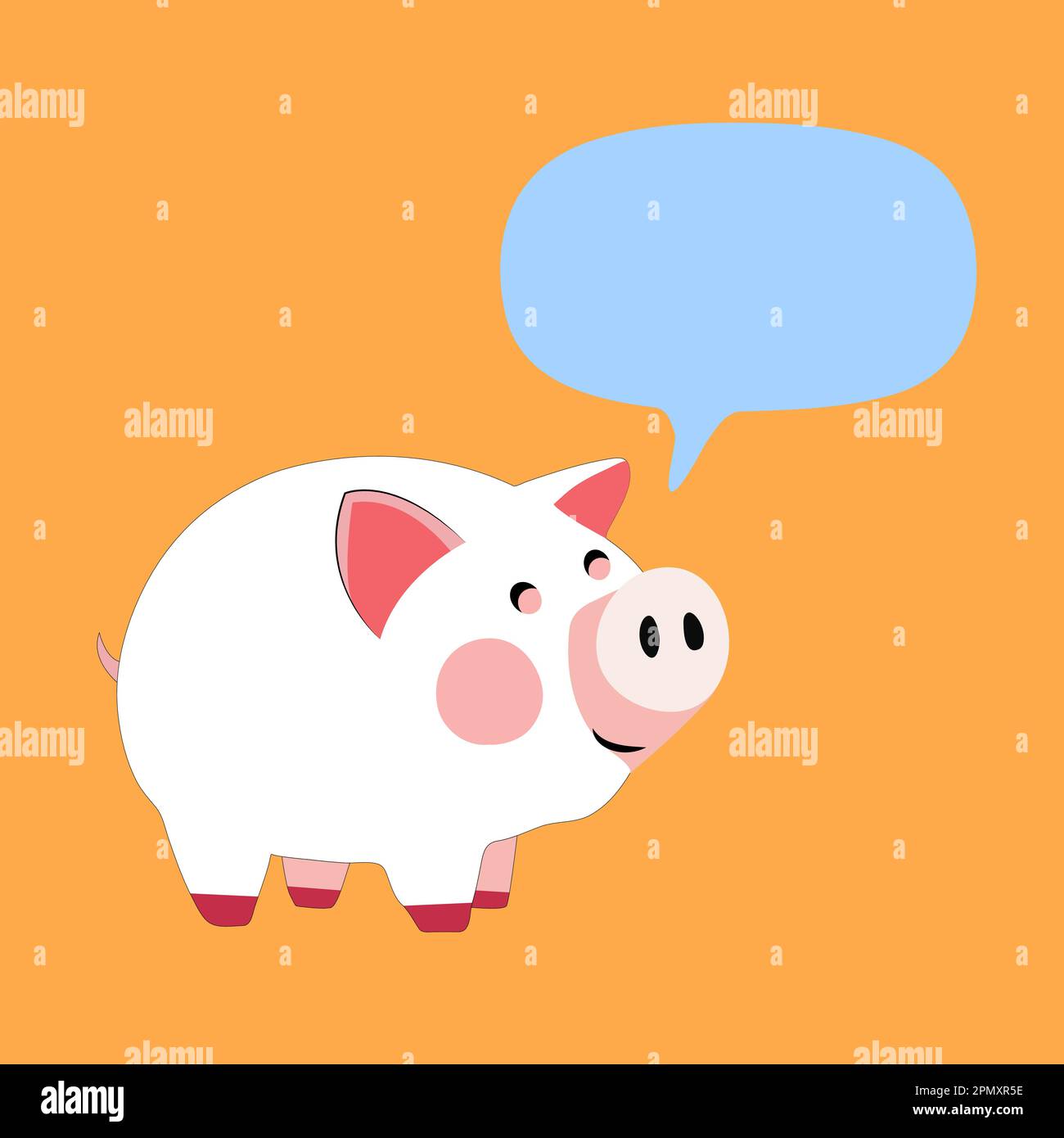 Piggy bank con bolla del discorso. Simpatica illustrazione vettoriale del cartone animato. Illustrazione Vettoriale